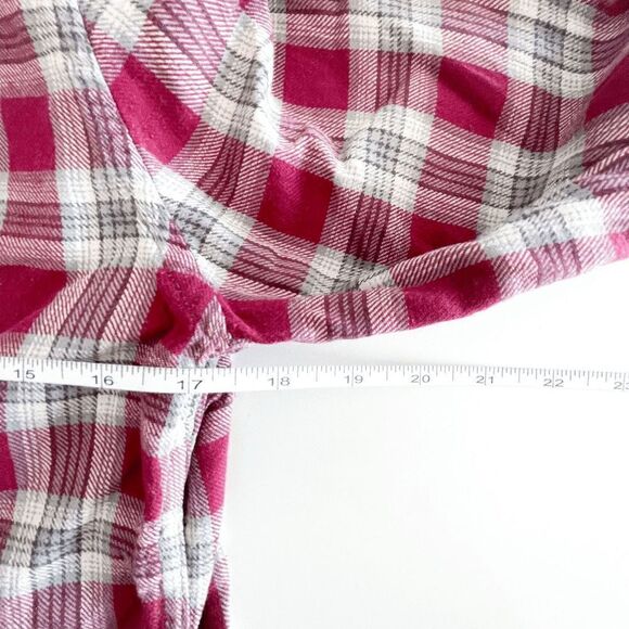 Aritzia Tna Classic Fit Women's Button Down Flannel Shirt Plaid Red Large - Picture 9 of 9
